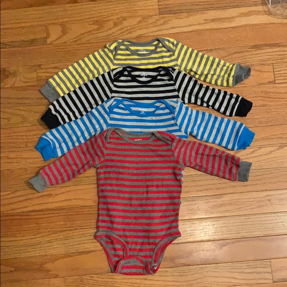 Carter’s striped long sleeve onesies, 12 months